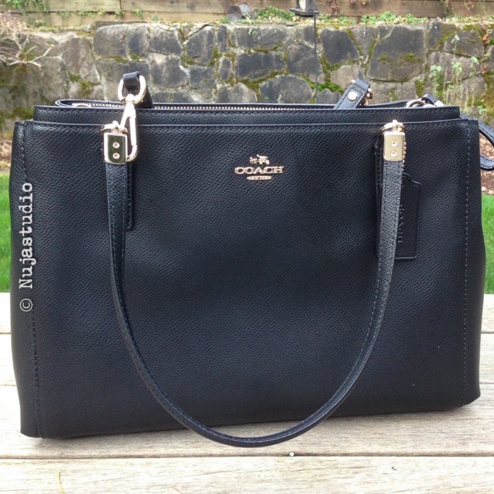 Coach Christie Carryall in Crossgrain Leather Black NWT